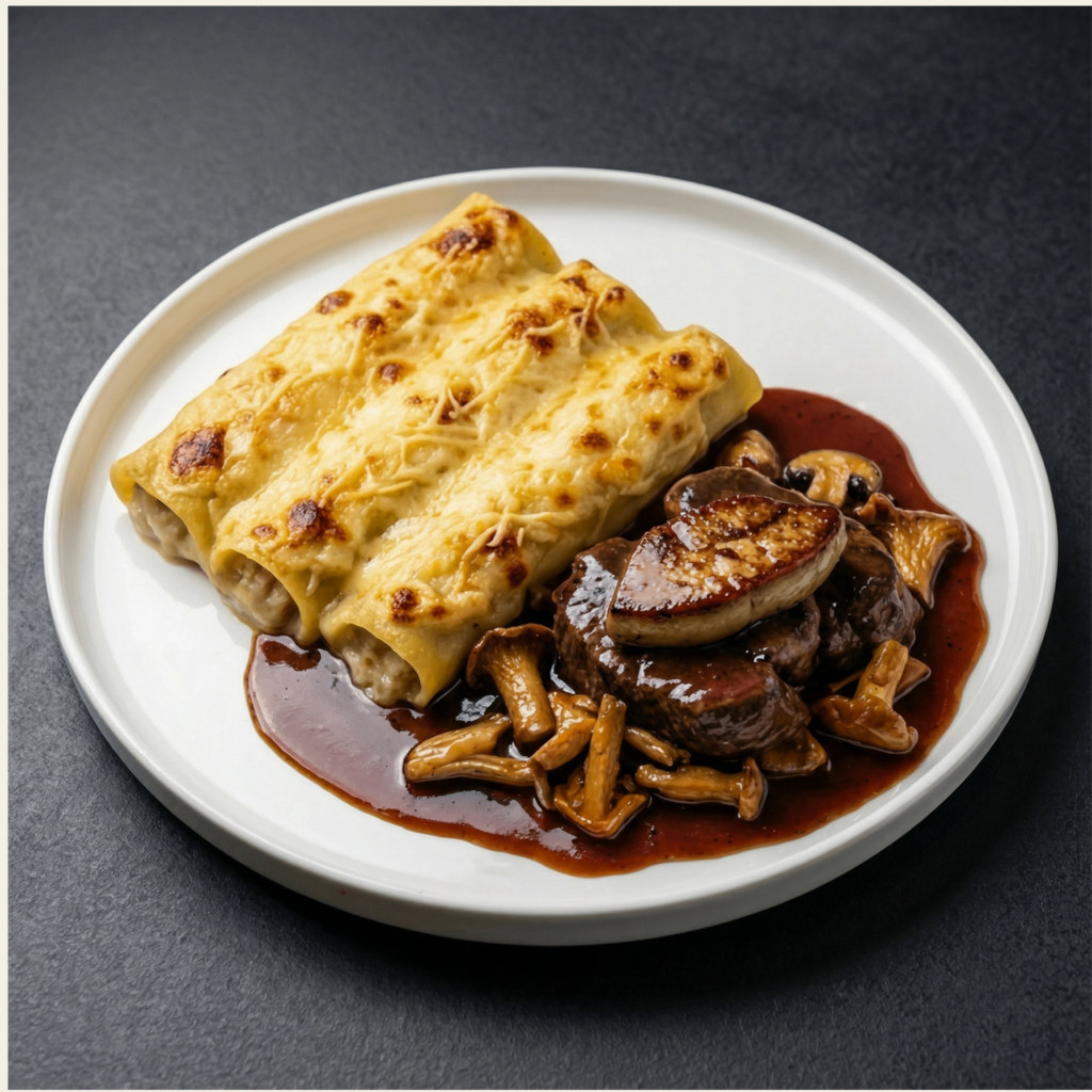 Canelones de ASADO, SETAS Y FOIE